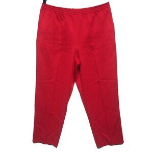 Alfred Dunner Pants Ankle crop Pull-on Red PXL elastic waist 32 x25 stretch EUC